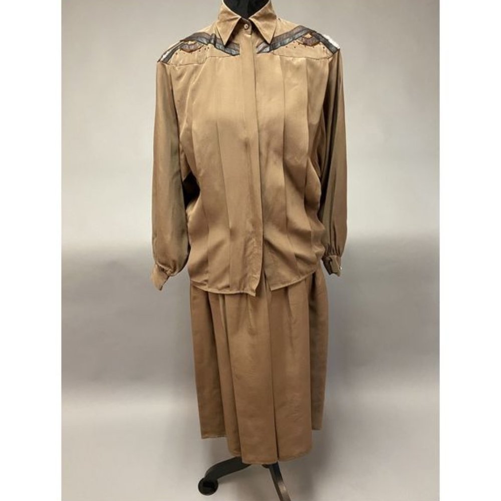 Cedars, 2 piece skirt set, 100% silk, size 8